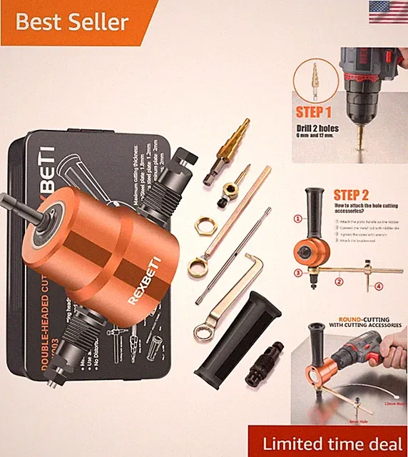360-Degree Adjustable Sheet Metal Nibbler Drill Attachment for Precision Cutting