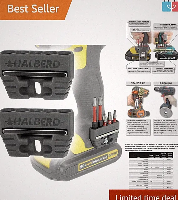 Compact 2-Pack Magnetic Bit Holders with 5 Pocket Storage for Efficient Drilling