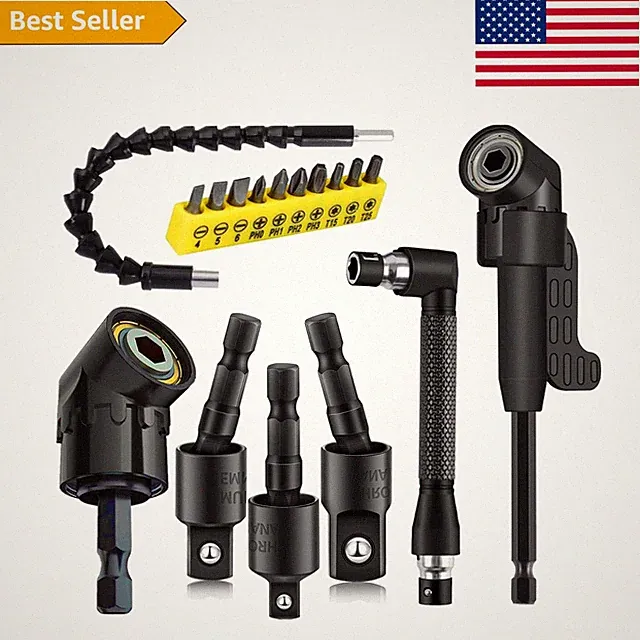 Convenient 17-Piece Drill Bit Extension Set with Flexible and Angled Attachments