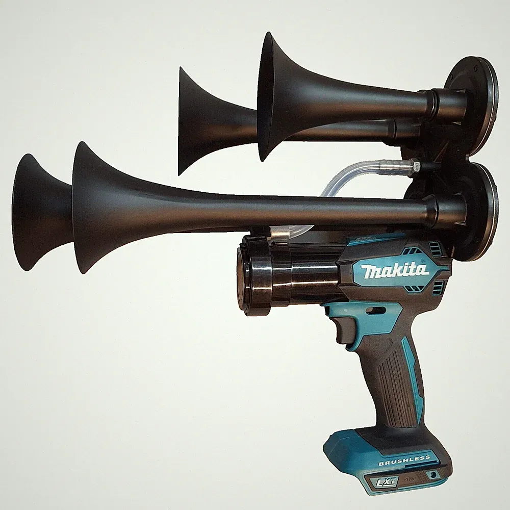 Makita 18 volt Quad Cordless Impact Drill Sports Boat Air Train Horn Compressor
