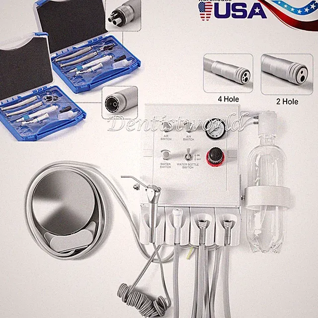 Portable Dental Turbine Unit Weak Suction Work with Air Compressor/Handpiece kit