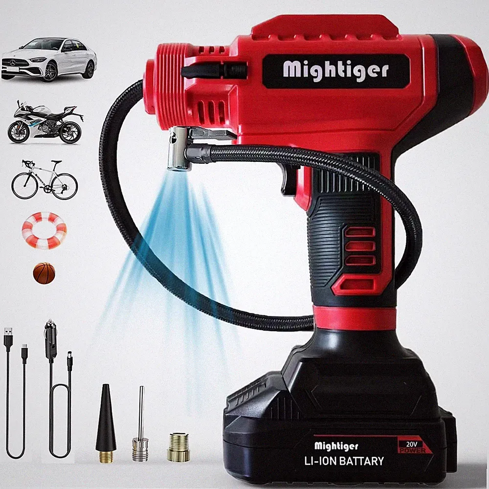 Portable Tire Inflator 20V Cordless Handheld Car Drill Air Pump Air Compresso...