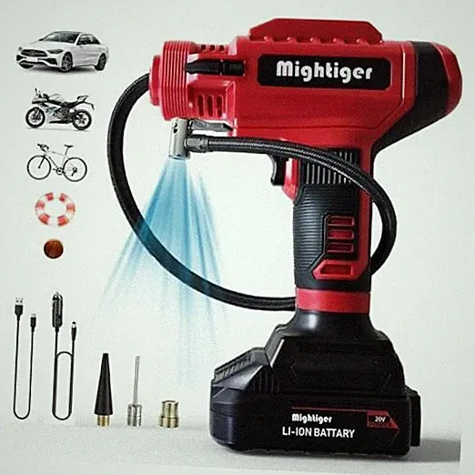 Portable Tire Inflator 20V Cordless Handheld Car Drill Air Pump Mini 2000mAh*6