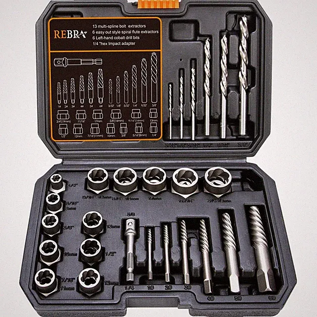 REBRA Screw Extractor and Left-Hand Drill Bit Set, Easy Out Broken One Size
