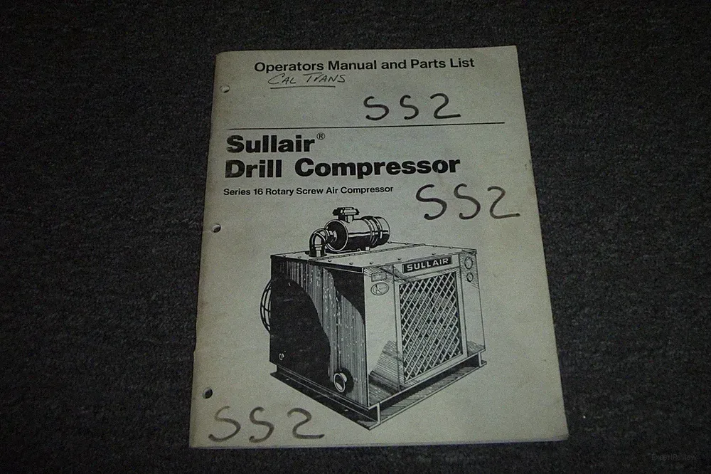 Sullair Drill Air Compressor Series 16 Owner Operator Parts Catalog Manual xz