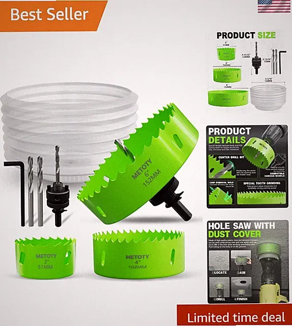 Ultra-Durable Bi-Metal Hole Saw Kit with Drill Bits - Ideal for Professionals