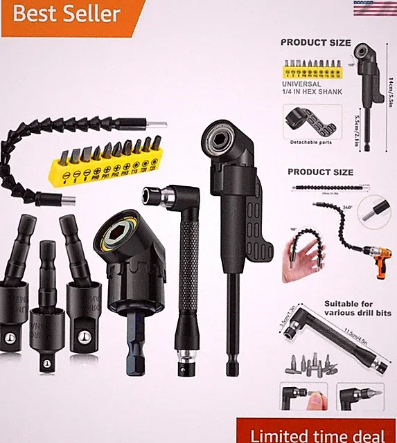 Versatile Flexible Drill Bit Extensions with Socket Adapters – 17 Total Pieces